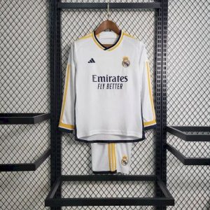 Real Madrid 2023/24 Home Long Sleeves Kids Kit
