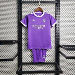 Real Madrid 2017/18 Away Kids Retro Jersey And Shorts