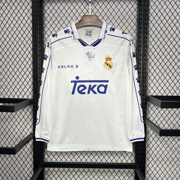 Real Madrid 1994/96 Home Long Sleeve Retro Jersey - Image 7