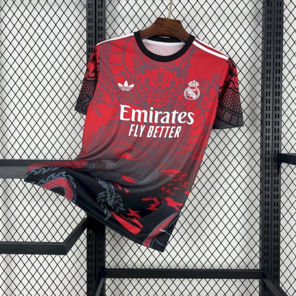 Real Madrid 2024/25 Red And Black Dragon Jersey