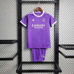 Real Madrid 2017/18 Away Kids Retro Jersey And Shorts