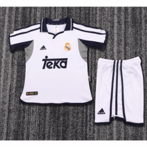 Real Madrid 2000/01 Home Kids Retro Jersey And Shorts