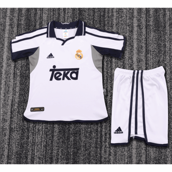 Real Madrid 2000/01 Home Kids Retro Jersey And Shorts